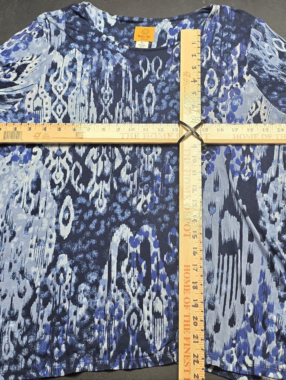 Ruby Rd Blue Abstract Pattern Scoop Neck Long Sleeve Top LP - Picture 7 of 8
